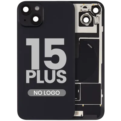 Заднє скло з магнітом MagSafe, NFC і шлейфом спалаху для iPhone 15 Plus (No Logo) (Aftermarket) (чорний)