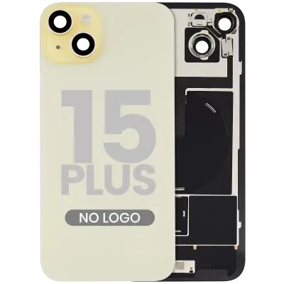 Заднє скло з магнітом MagSafe, NFC і шлейфом спалаху для iPhone 15 Plus (No Logo) (Aftermarket) (жовтий)