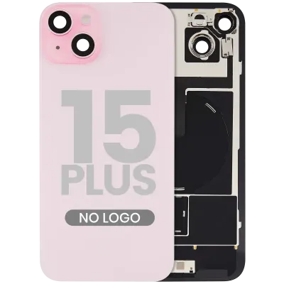 Заднє скло з магнітом MagSafe, NFC і шлейфом спалаху для iPhone 15 Plus (No Logo) (Aftermarket) (рожевий)