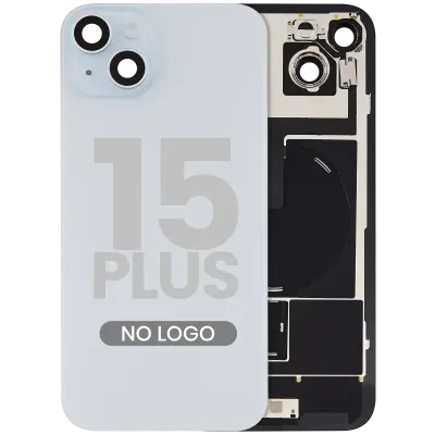 Заднє скло з магнітом MagSafe, NFC і шлейфом спалаху для iPhone 15 Plus (No Logo) (Aftermarket) (синій)