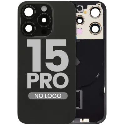 Back Glass w/ MagSafe Magnet & NFC & Flashlight Flex For iPhone 15 Pro (No Logo) (Aftermarket) (Black Titanium)