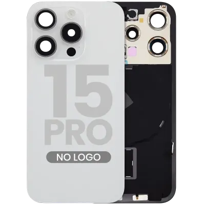 Back Glass w/ MagSafe Magnet & NFC & Flashlight Flex For iPhone 15 Pro (No Logo) (Aftermarket) (White Titanium)