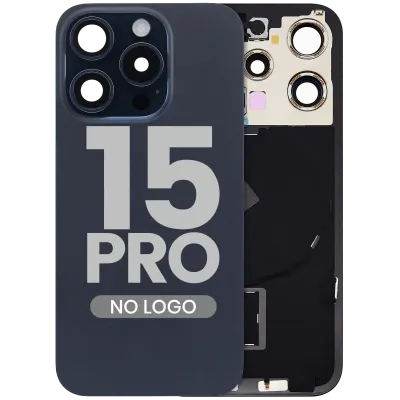 Back Glass w/ MagSafe Magnet & NFC & Flashlight Flex For iPhone 15 Pro (No Logo) (Aftermarket) (Blue Titanium)