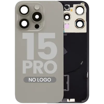 Back Glass w/ MagSafe Magnet & NFC & Flashlight Flex For iPhone 15 Pro (No Logo) (Aftermarket) (Natural Titanium)