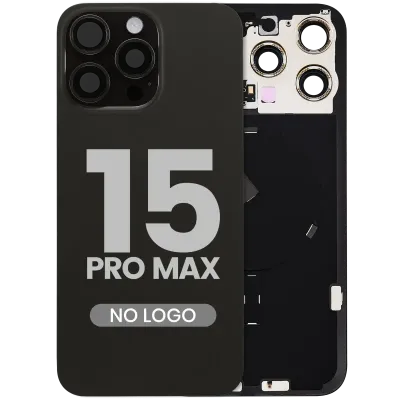 Back Glass w/ MagSafe Magnet & NFC & Flashlight Flex For iPhone 15 Pro Max (No Logo) (Aftermarket) (Black Titanium)