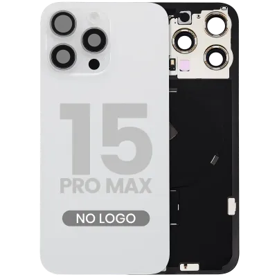 Back Glass w/ MagSafe Magnet & NFC & Flashlight Flex For iPhone 15 Pro Max (No Logo) (Aftermarket) (White Titanium)