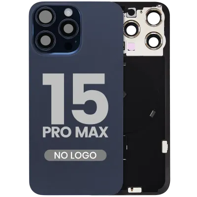 Back Glass w/ MagSafe Magnet & NFC & Flashlight Flex For iPhone 15 Pro Max (No Logo) (Aftermarket) (Blue Titanium)