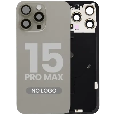 Back Glass w/ MagSafe Magnet & NFC & Flashlight Flex For iPhone 15 Pro Max (No Logo) (Aftermarket) (Natural Titanium)