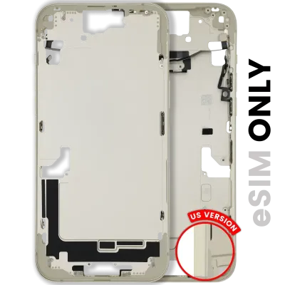 Mid-Frame Housing W/ Small Parts For iPhone 15 Plus (US Version) (Used OEM Pull: Grade A) (Yellow)