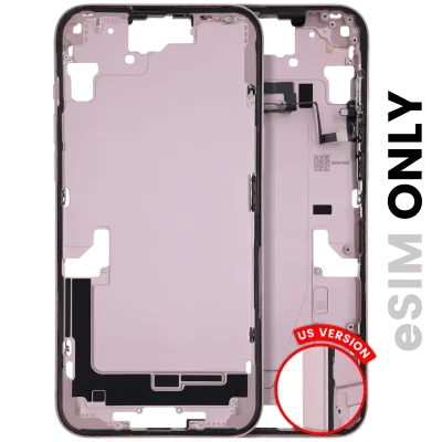 Mid-Frame Housing W/ Small Parts For iPhone 15 Plus (US Version) (Used OEM Pull: Grade A) (Pink)