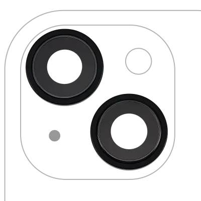 Скло камери з кріпленням і рамкою для iPhone 15 / 15 Plus (2 шт) (Premium) (чорний)