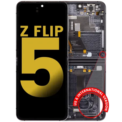 Дисплейний модуль (OLED) внутрішній з рамкою для Samsung Galaxy Z Flip 5 5G (US & International) (Refurbished) (графітовий)