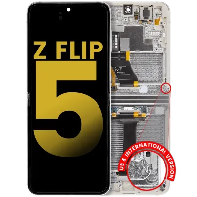Дисплейний модуль (OLED) внутрішній з рамкою для Samsung Galaxy Z Flip 5 5G (US & International) (Refurbished) (Cream)