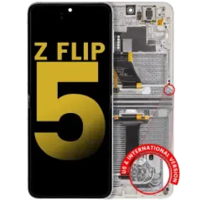 Дисплейний модуль (OLED) внутрішній з рамкою для Samsung Galaxy Z Flip 5 5G (US & International) (Refurbished) (Cream)