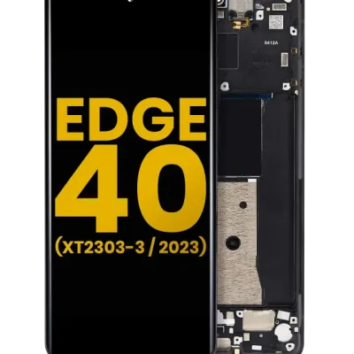 Дисплейний модуль (OLED) з рамкою для Motorola Moto Edge 40 (XT2303-3 / 2023) (Refurbished) (Eclipse Black)