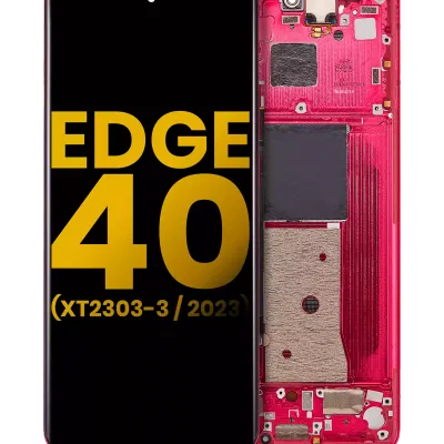 Дисплейний модуль (OLED) з рамкою для Motorola Moto Edge 40 (XT2303-3 / 2023) (Refurbished) (Viva Magenta)