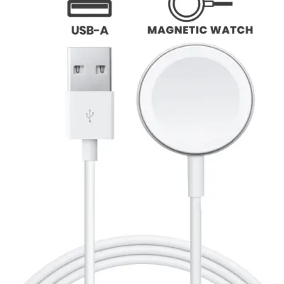Магнітний кабель зарядки годинника Apple USB-A для All Watch Series (1м / 3 ft) (OEM Grade A, Bulk Packaging)