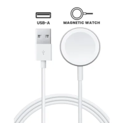 Магнітний кабель зарядки годинника Apple USB-A для All Watch Series (1м / 3 ft) (OEM Grade A, Bulk Packaging)