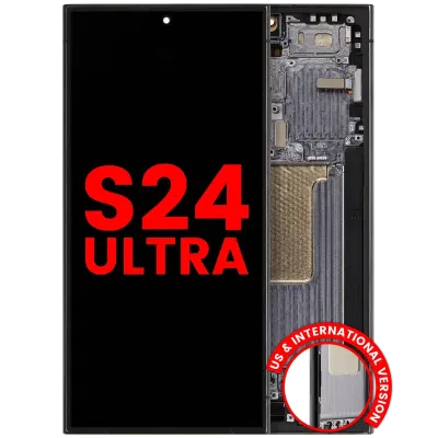 OLED Assembly With Frame For Samsung Galaxy S24 Ultra (US & International Version) (Aftermarket Plus) (Titanium Black)