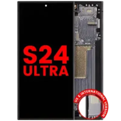 Дисплейний модуль (OLED) з рамкою для Samsung Galaxy S24 Ultra (US & International Version) (Aftermarket Plus) (Titanium Black)
