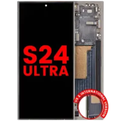 Дисплейний модуль (OLED) з рамкою для Samsung Galaxy S24 Ultra (US & International Version) (Aftermarket Plus) (Titanium Gray)