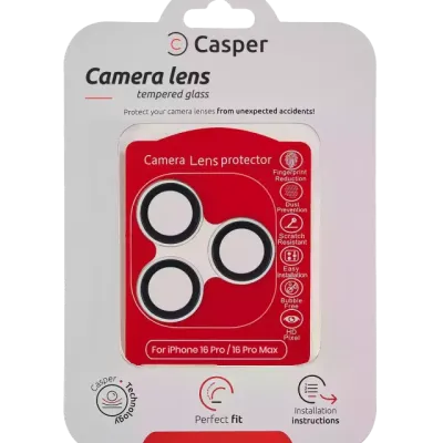 Захист скла камери Casper для iPhone 16 Pro / 16 Pro Max (сріблястий) (прозоре)