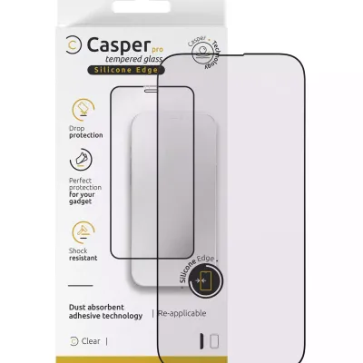 Casper Pro захисне скло з силіконовою рамкою для iPhone 16 Pro / 17 / 17 Pro / 18 Pro (Retail Packaging) (прозоре)