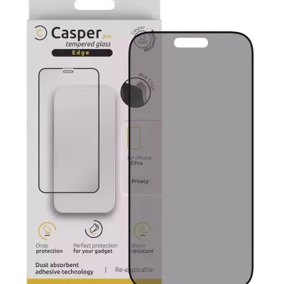 Casper Pro Edge загартоване скло для iPhone 16 Pro / 17 / 17 Pro (Retail Packaging) (Privacy)