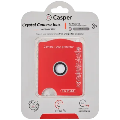 Захист скла камери Casper для iPhone 16e / 17e (сріблястий) (прозоре)