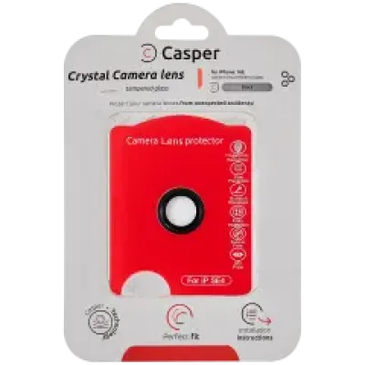 Захист скла камери Casper для iPhone 16e / 17e (чорний) (прозоре)