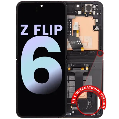 Внутрішній дисплейний модуль (OLED) з рамкою для Samsung Galaxy Z Flip 6 5G (US & International) (Service Pack) (Чорний)