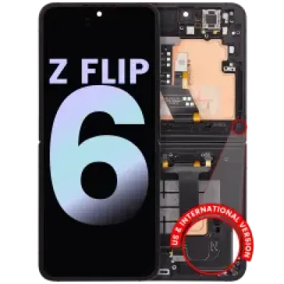 Внутрішній дисплейний модуль (OLED) з рамкою для Samsung Galaxy Z Flip 6 5G (US & International) (Service Pack) (Чорний)