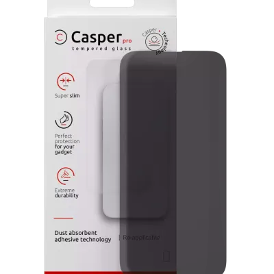 Загартоване скло Casper Pro для iPhone 16 Pro / 17 / 17 Pro (Retail Packaging) (Privacy)