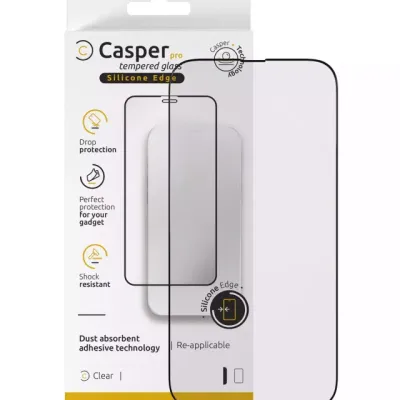 Casper Pro захисне скло з силіконовою рамкою для iPhone 16 Pro Max / 17 Pro Max / 18 Pro Max (Retail Packaging) (прозоре)