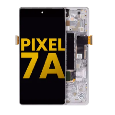 Дисплейний модуль (OLED) з рамкою (з датчиком відбитків) для Google Pixel 7a 5G (Refurbished) (Snow)