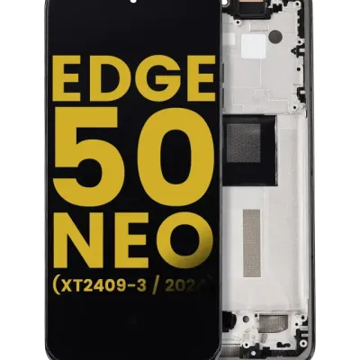 OLED Assembly With Frame For Motorola Moto Edge 50 Neo (XT2409-3 / 2024) (Refurbished) (Grisaille)