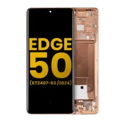 Дисплейний модуль (OLED) з рамкою для Motorola Moto Edge 50 (XT2407-3 / 2024) (Refurbished) (Peach Fuzz)
