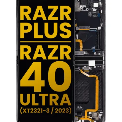 Inner OLED Assembly With Frame For Motorola Moto Razr Plus 2023 / Razr 40 Ultra (XT2321 / 2023) (Refurbished) (Infinite Black)