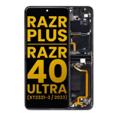 Внутрішній дисплейний модуль (OLED) для Motorola Moto Razr Plus 2023 / Razr 40 Ultra (XT2321 / 2023) з рамкою (Refurbished) (Infinite Black)