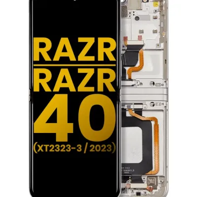 Основний дисплейний модуль (OLED) для Motorola Razr 2023 / Razr 40 (XT2323 / 2023) з рамкою (Refurbished) (Vanilla Cream)