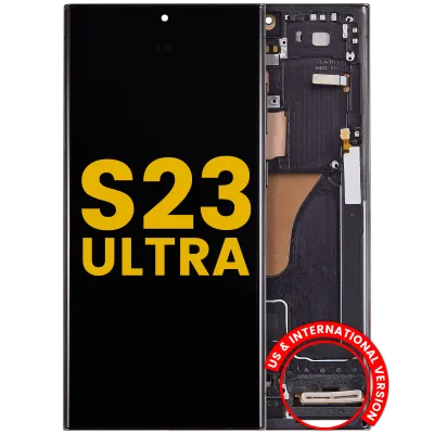 Дисплейний модуль (OLED) з рамкою для Samsung Galaxy S23 Ultra (US & International) (Refurbished) (Phantom Black)