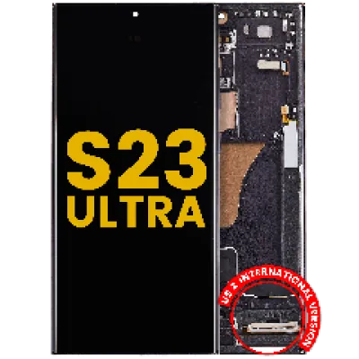 Дисплейний модуль (OLED) з рамкою для Samsung Galaxy S23 Ultra (US & International) (Refurbished) (Phantom Black)