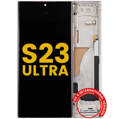 Дисплейний модуль (OLED) з рамкою для Samsung Galaxy S23 Ultra (US & International) (Refurbished) (Cream)