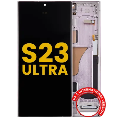 Дисплейний модуль (OLED) з рамкою для Samsung Galaxy S23 Ultra (US & International) (Refurbished) (Lavender)