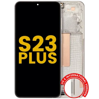 Дисплейний модуль (OLED) з рамкою для Samsung Galaxy S23 Plus 5G (US & International) (Refurbished) (кремовий)