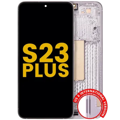 Дисплейний модуль (OLED) з рамкою для Samsung Galaxy S23 Plus 5G (US & International) (Refurbished) (лавандовий)