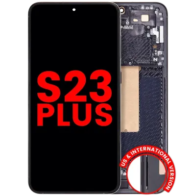 Дисплейний модуль (OLED) з рамкою для Samsung Galaxy S23 Plus (US & International) (Aftermarket Plus) (Phantom Black)