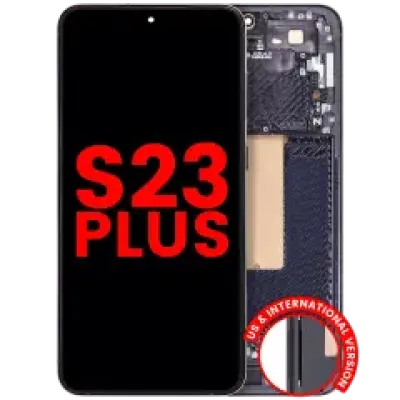 Дисплейний модуль (OLED) з рамкою для Samsung Galaxy S23 Plus (US & International) (Aftermarket Plus) (Phantom Black)