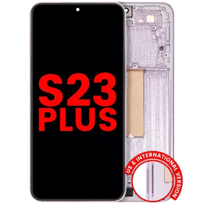 Дисплейний модуль (OLED) з рамкою для Samsung Galaxy S23 Plus (US & International) (Aftermarket Plus) (лавандовий)