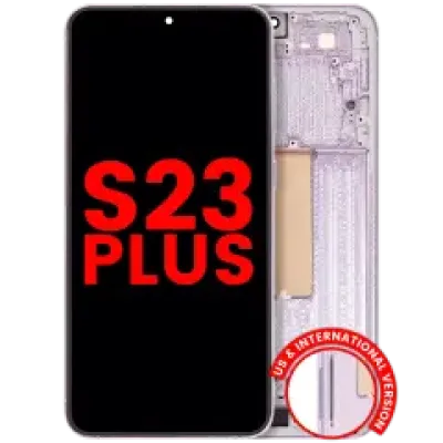 Дисплейний модуль (OLED) з рамкою для Samsung Galaxy S23 Plus (US & International) (Aftermarket Plus) (лавандовий)